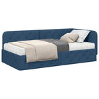 Estructura de cama en esquina Azul 100 x 200 cm tela