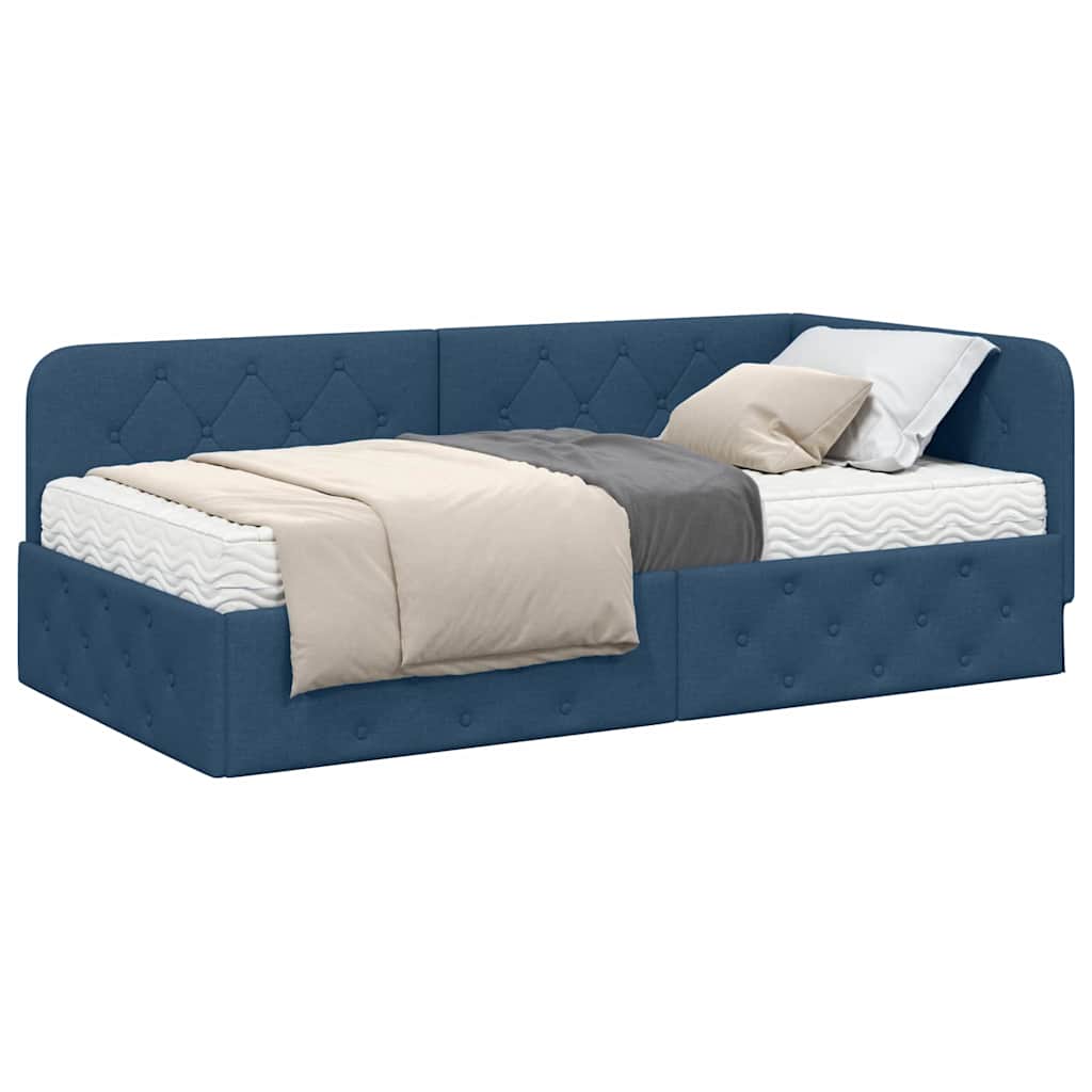 Estructura de cama en esquina Azul 100 x 200 cm tela