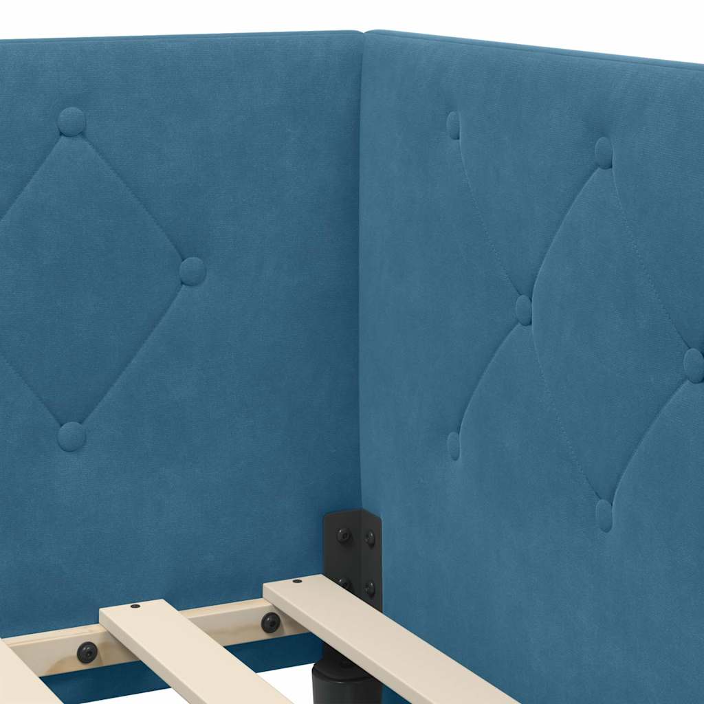 Estructura de cama en esquina Azul 80 x 200 cm Terciopelo