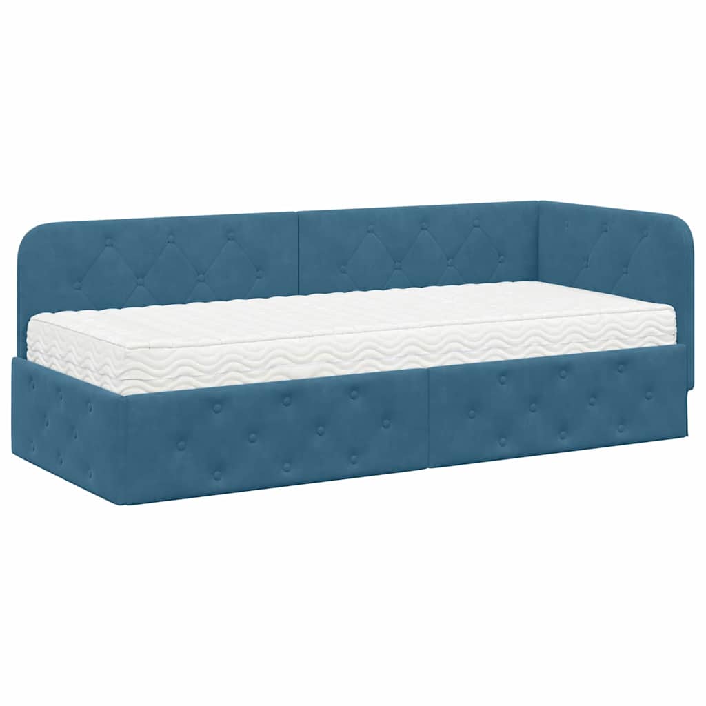 Estructura de cama en esquina Azul 80 x 200 cm Terciopelo