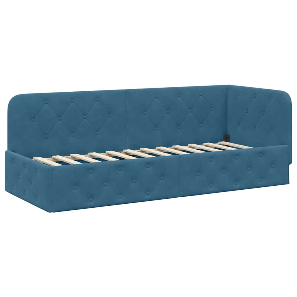 Estructura de cama en esquina Azul 80 x 200 cm Terciopelo