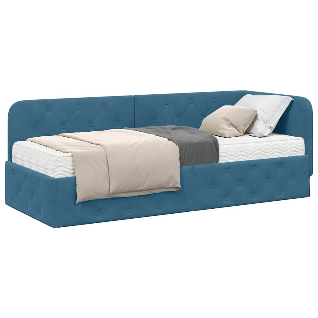 Estructura de cama en esquina Azul 80 x 200 cm Terciopelo