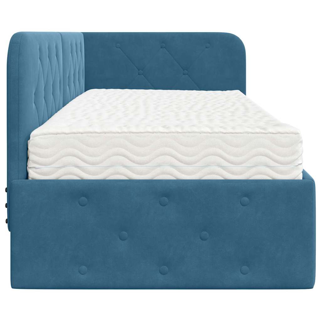 Estructura de cama en esquina Azul 80 x 200 cm Terciopelo