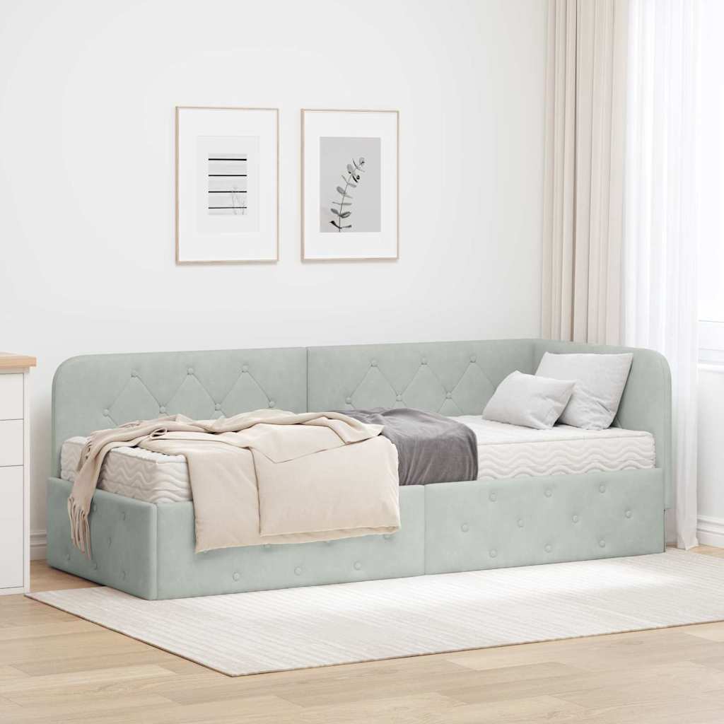 Estrutura de Cama de Canto Cinzento-Claro 80 cm x 200 cm Tecido