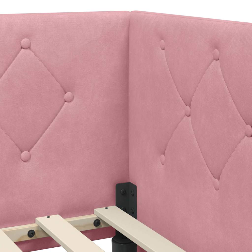 Estructura de cama en esquina Rosa 80 x 200 cm Terciopelo