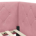 Estructura de cama en esquina Rosa 80 x 200 cm Terciopelo
