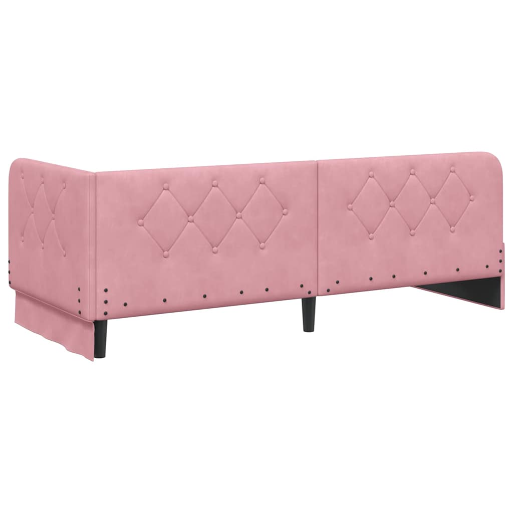 Estructura de cama en esquina Rosa 80 x 200 cm Terciopelo