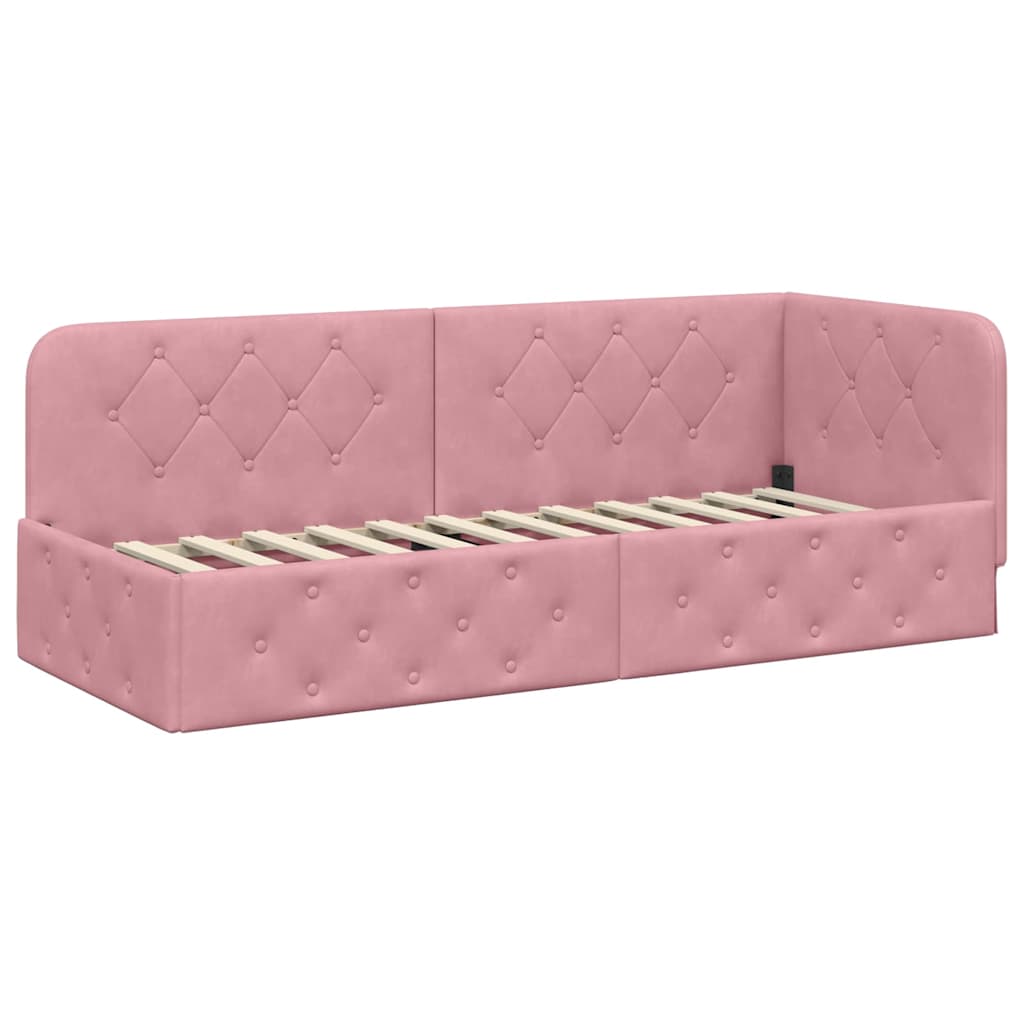 Estructura de cama en esquina Rosa 80 x 200 cm Terciopelo