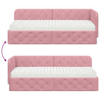 Estructura de cama en esquina Rosa 80 x 200 cm Terciopelo