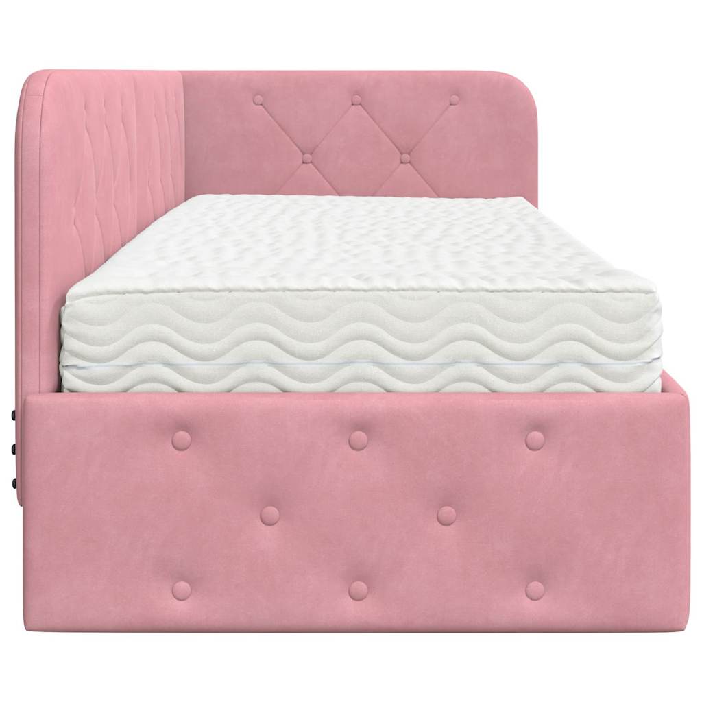 Estructura de cama en esquina Rosa 80 x 200 cm Terciopelo