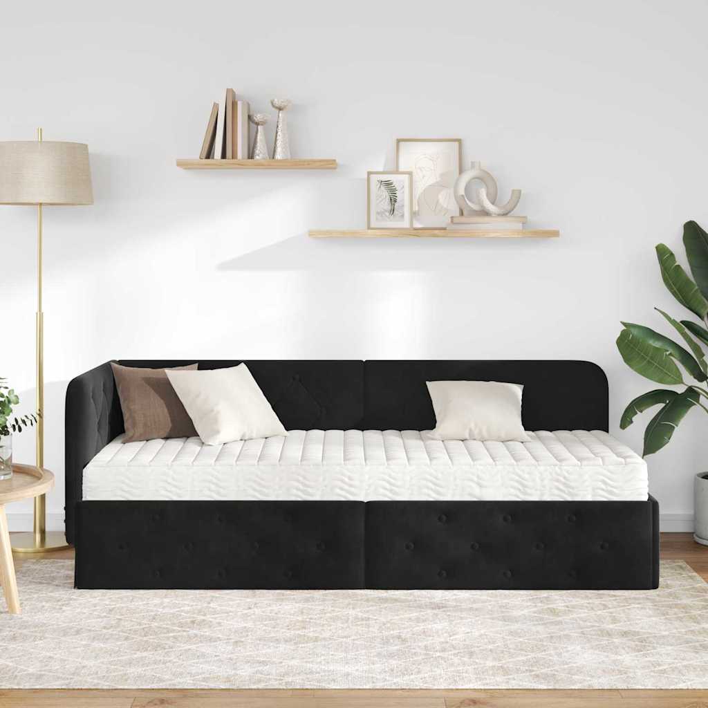 Estructura de cama en esquina Negro 80 x 200 cm Terciopelo