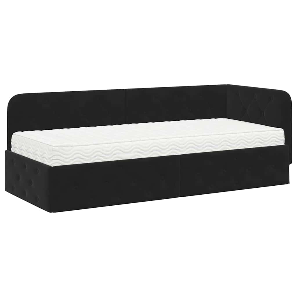 Estructura de cama en esquina Negro 80 x 200 cm Terciopelo