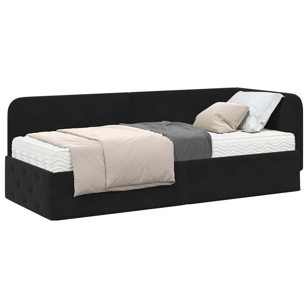 Estructura de cama en esquina Negro 80 x 200 cm Terciopelo