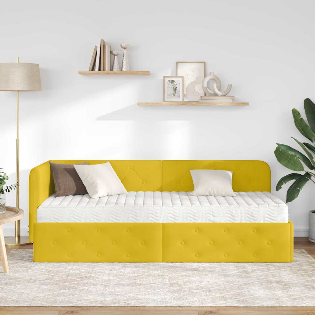 Estructura de cama en esquina Amarillo 80 x 200 cm Terciopelo