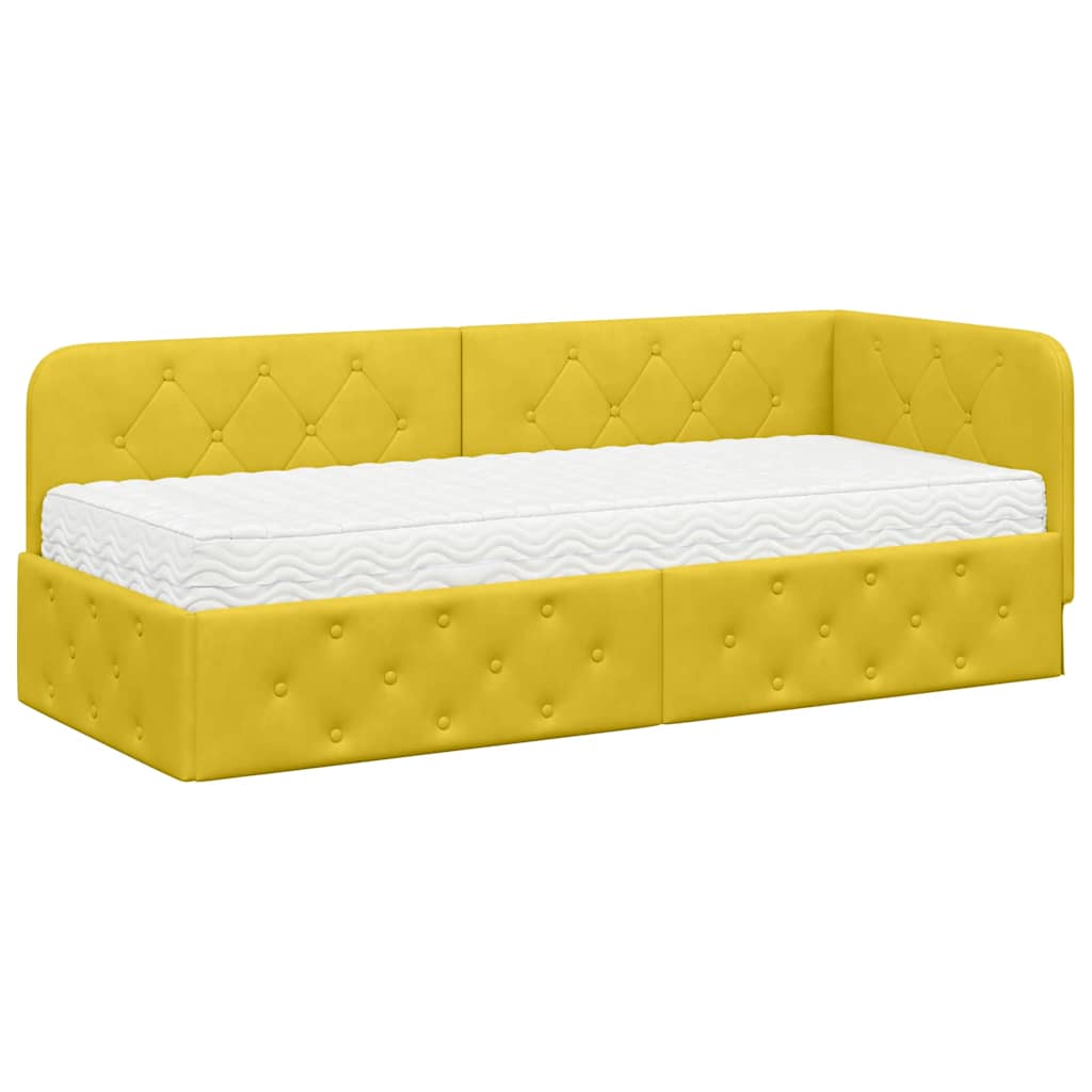 Estructura de cama en esquina Amarillo 80 x 200 cm Terciopelo