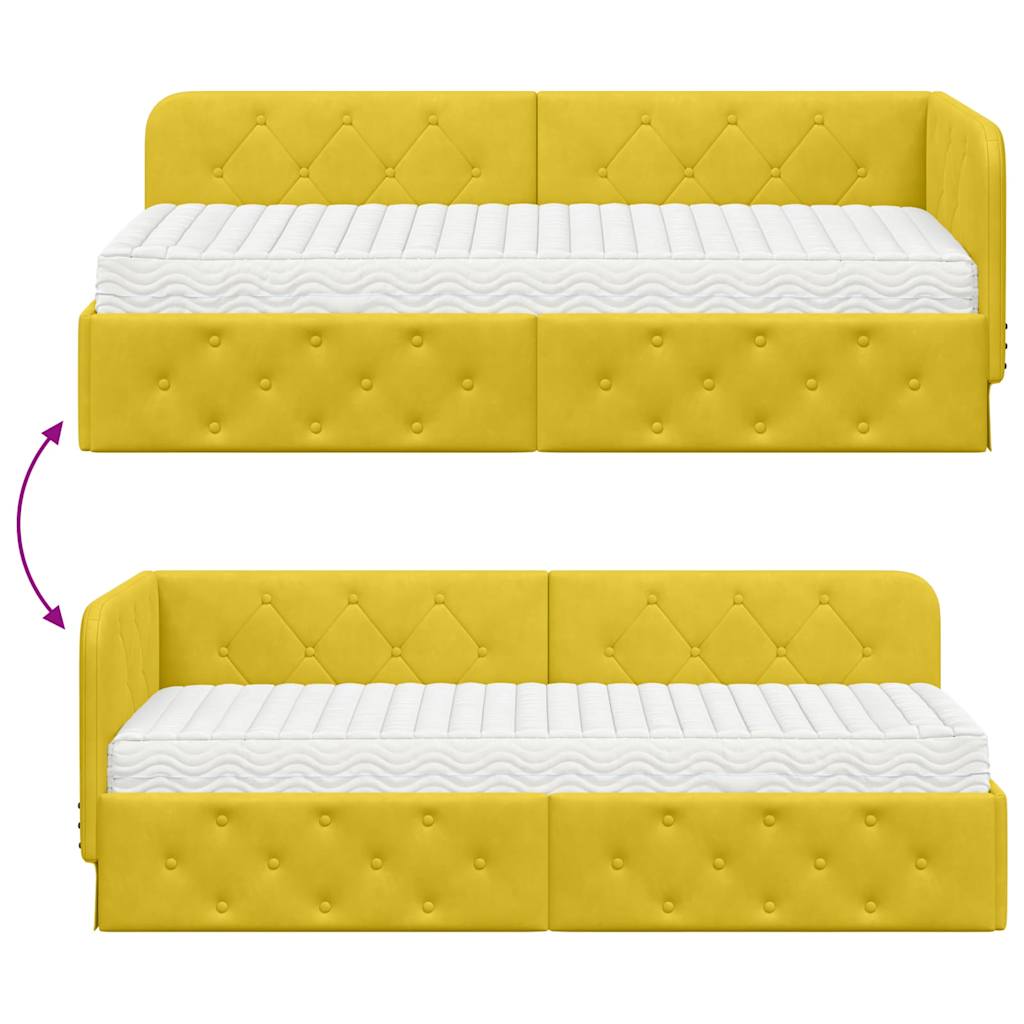 Estructura de cama en esquina Amarillo 80 x 200 cm Terciopelo
