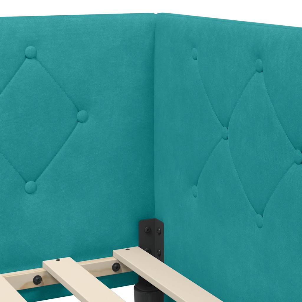 Estructura de cama en esquina Tuquesa 80 x 200 cm Terciopelo