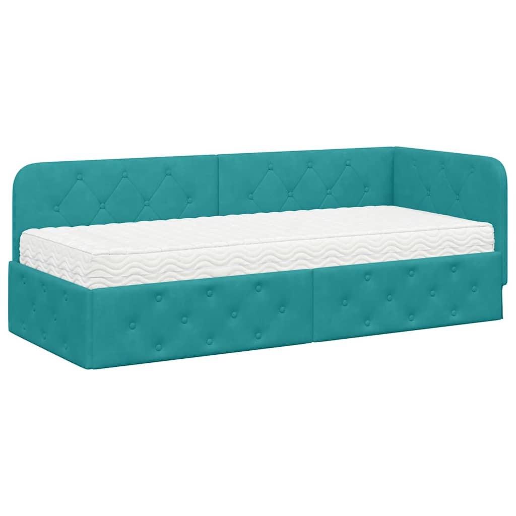Estructura de cama en esquina Tuquesa 80 x 200 cm Terciopelo