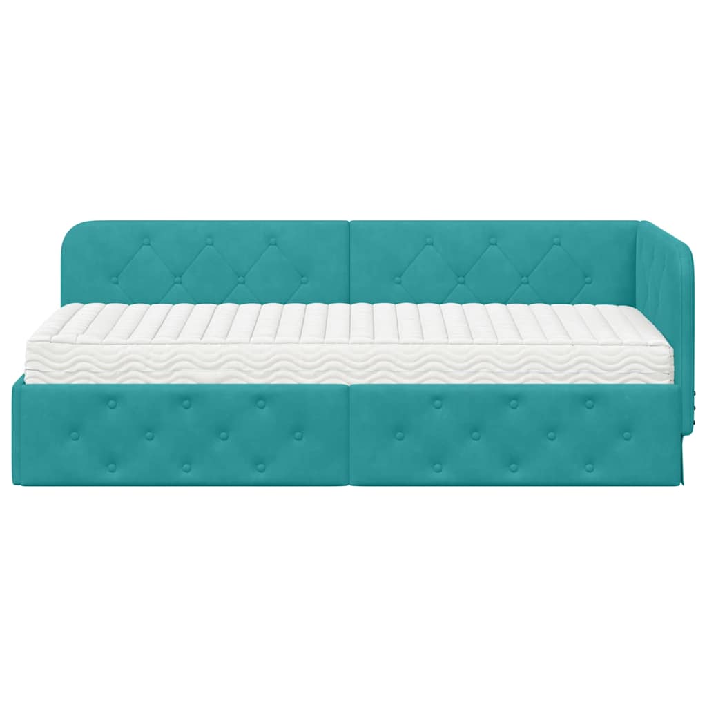 Estructura de cama en esquina Tuquesa 80 x 200 cm Terciopelo