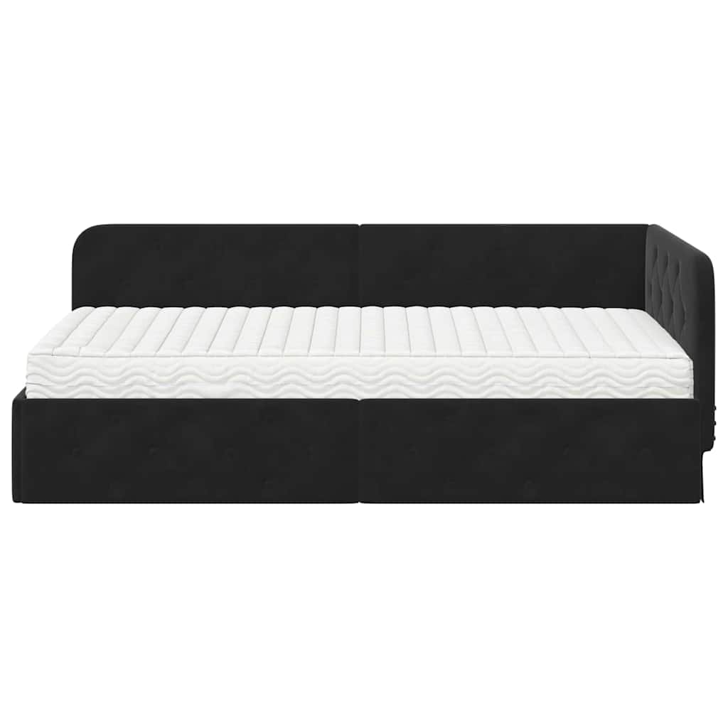 Estructura de cama en esquina Negro 90 x 190 cm Terciopelo