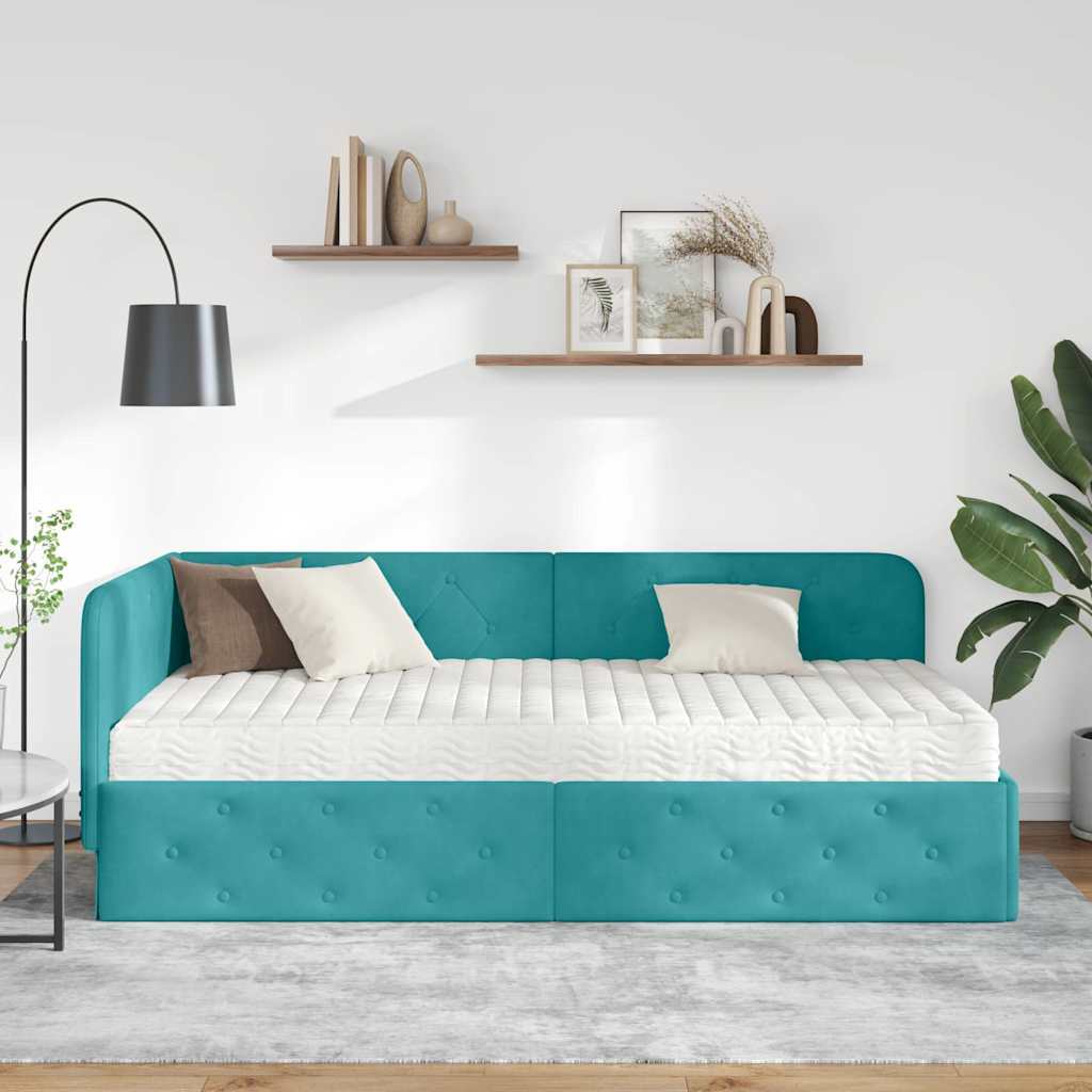 Estructura de cama en esquina Tuquesa 90 x 190 cm Terciopelo