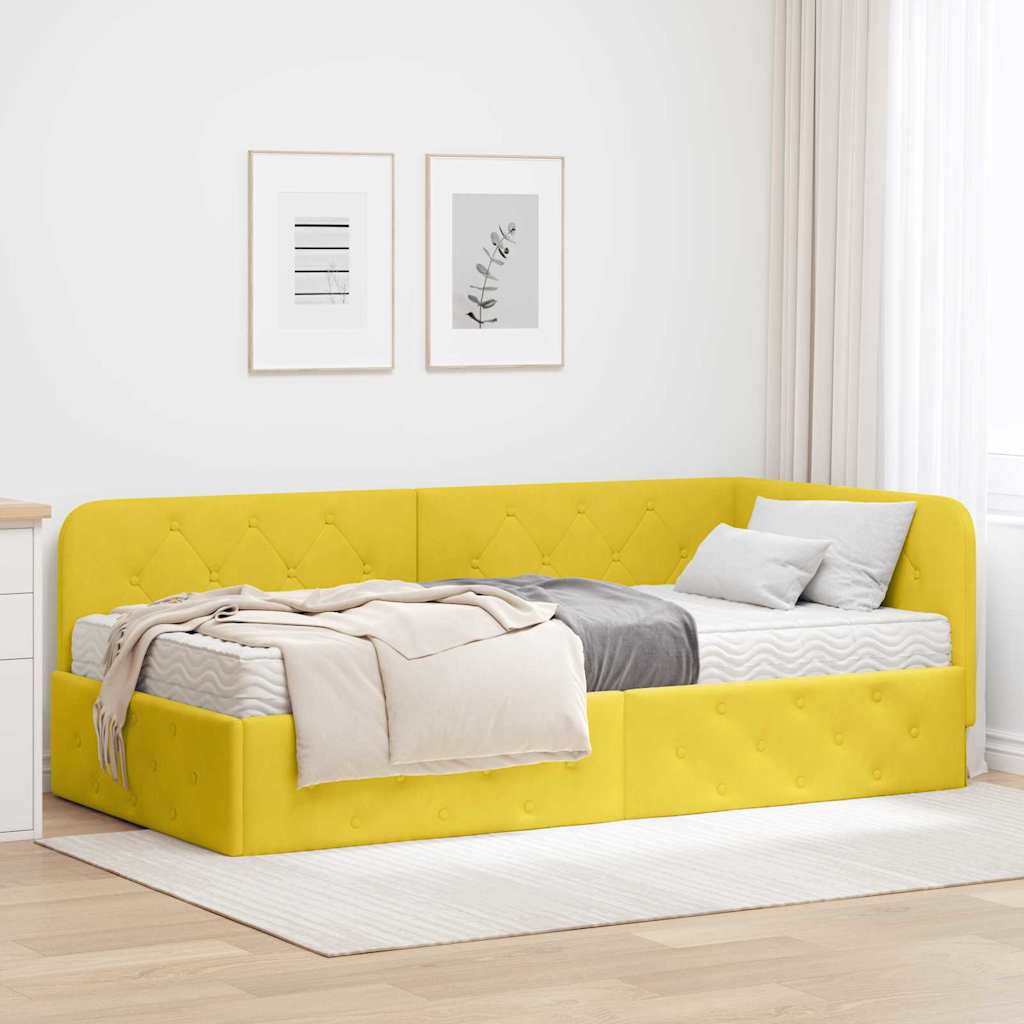 Estrutura de cama de canto Amarelo 90 x 190 cm Veludo