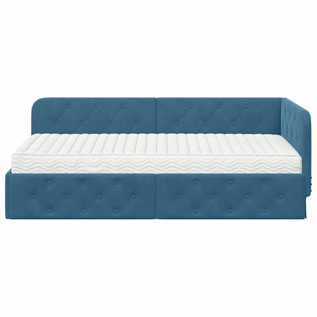 Estructura de cama en esquina Azul 100 x 200 cm Terciopelo