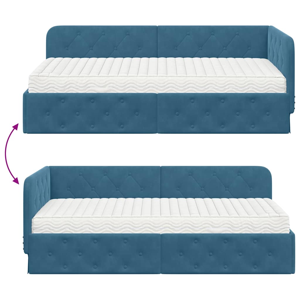 Estructura de cama en esquina Azul 100 x 200 cm Terciopelo