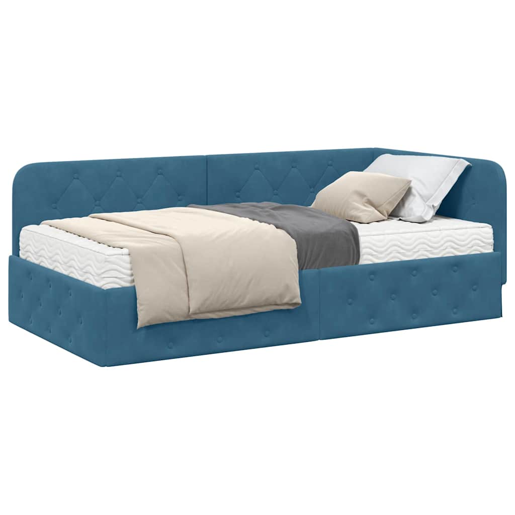 Estructura de cama en esquina Azul 100 x 200 cm Terciopelo