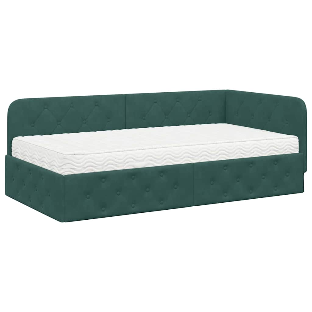 Estructura de cama en esquina Verde oscuro 100 x 200 cm