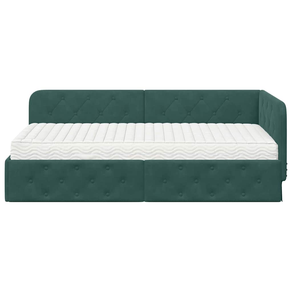 Estructura de cama en esquina Verde oscuro 100 x 200 cm