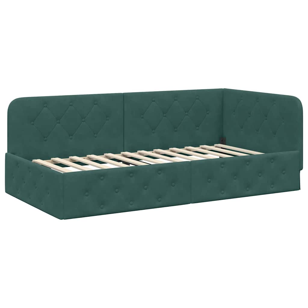 Estructura de cama en esquina Verde oscuro 100 x 200 cm
