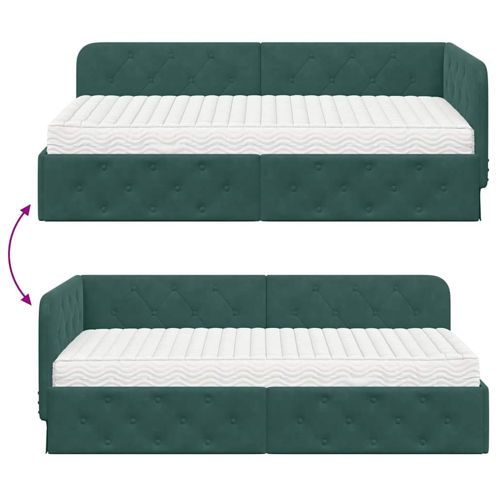 Estructura de cama en esquina Verde oscuro 100 x 200 cm