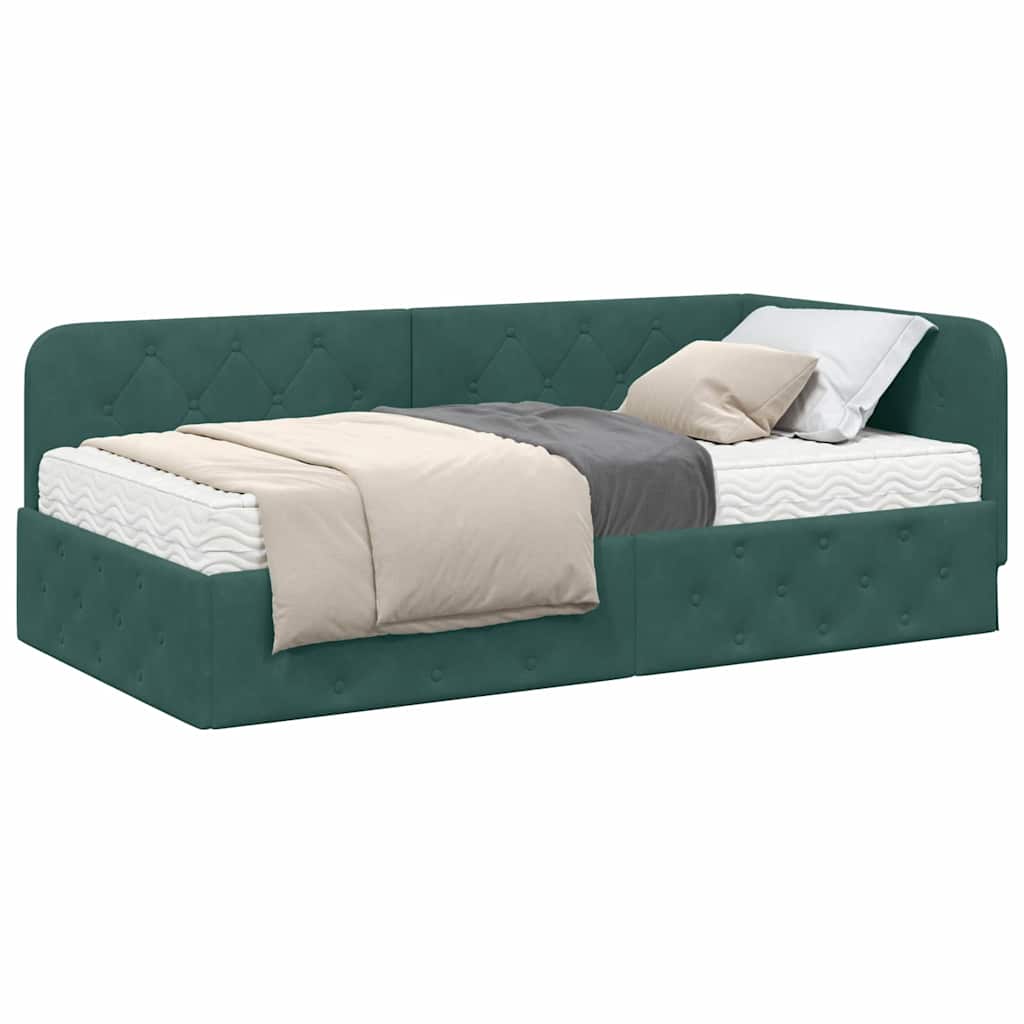 Estructura de cama en esquina Verde oscuro 100 x 200 cm