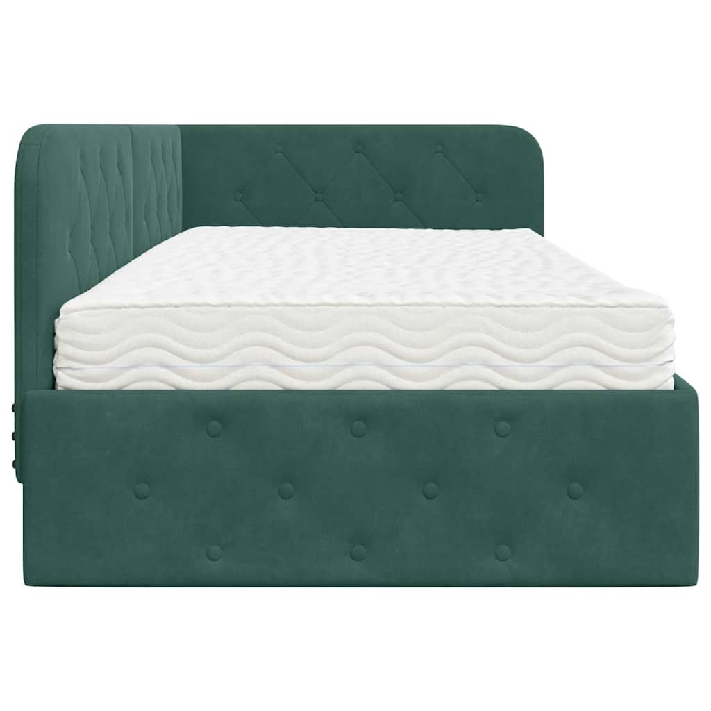 Estructura de cama en esquina Verde oscuro 100 x 200 cm