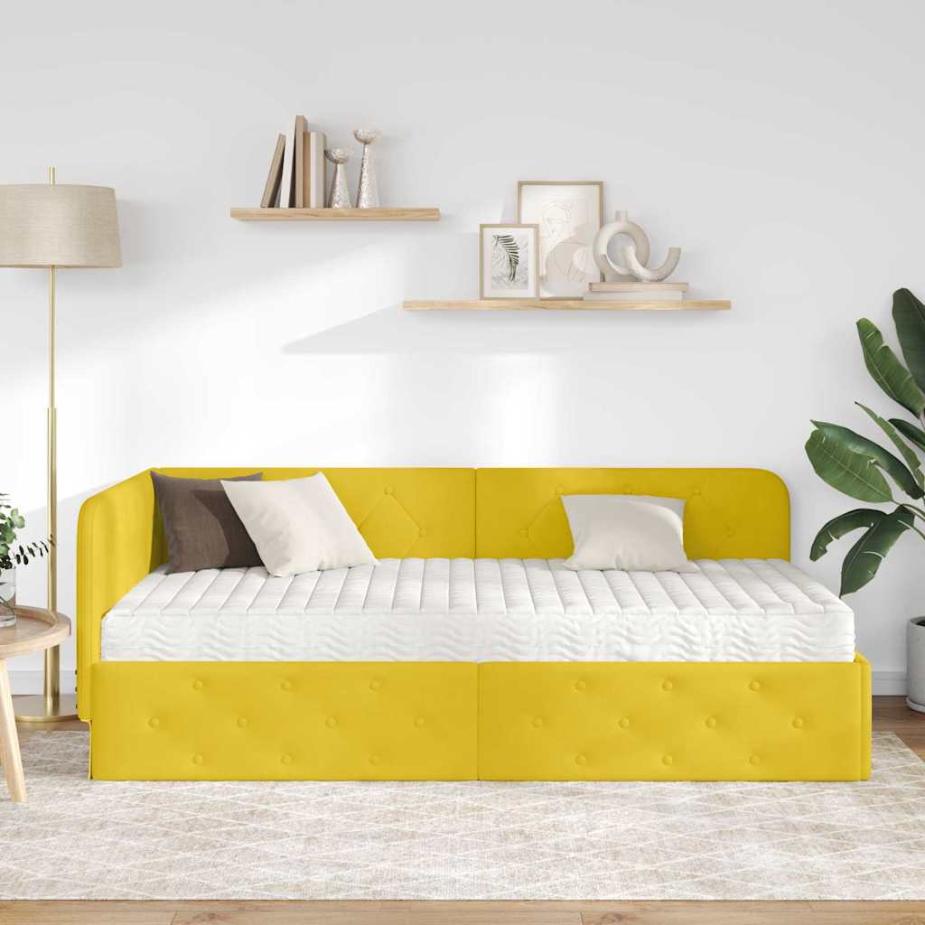 Estructura de cama en esquina Amarillo 100 x 200 cm Terciopelo