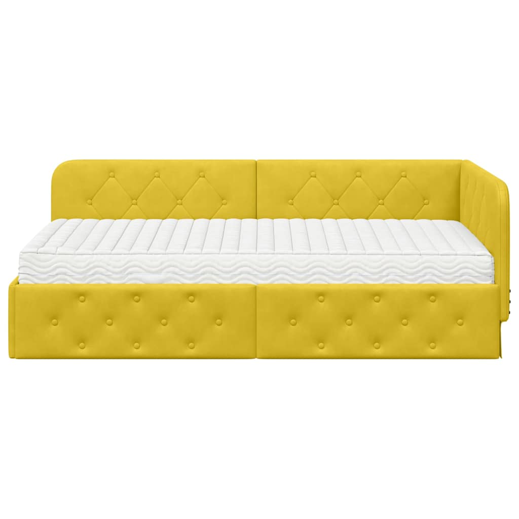 Estructura de cama en esquina Amarillo 100 x 200 cm Terciopelo
