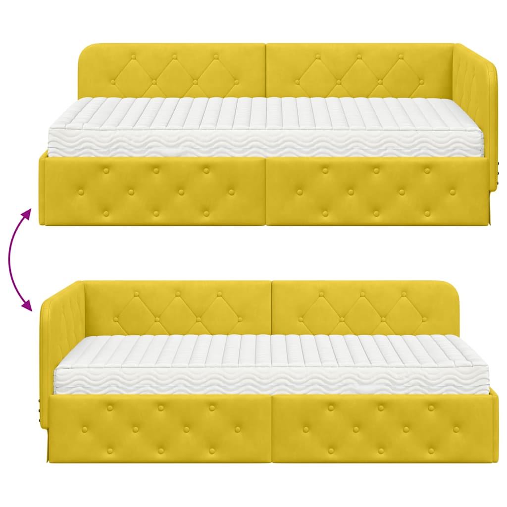 Estructura de cama en esquina Amarillo 100 x 200 cm Terciopelo