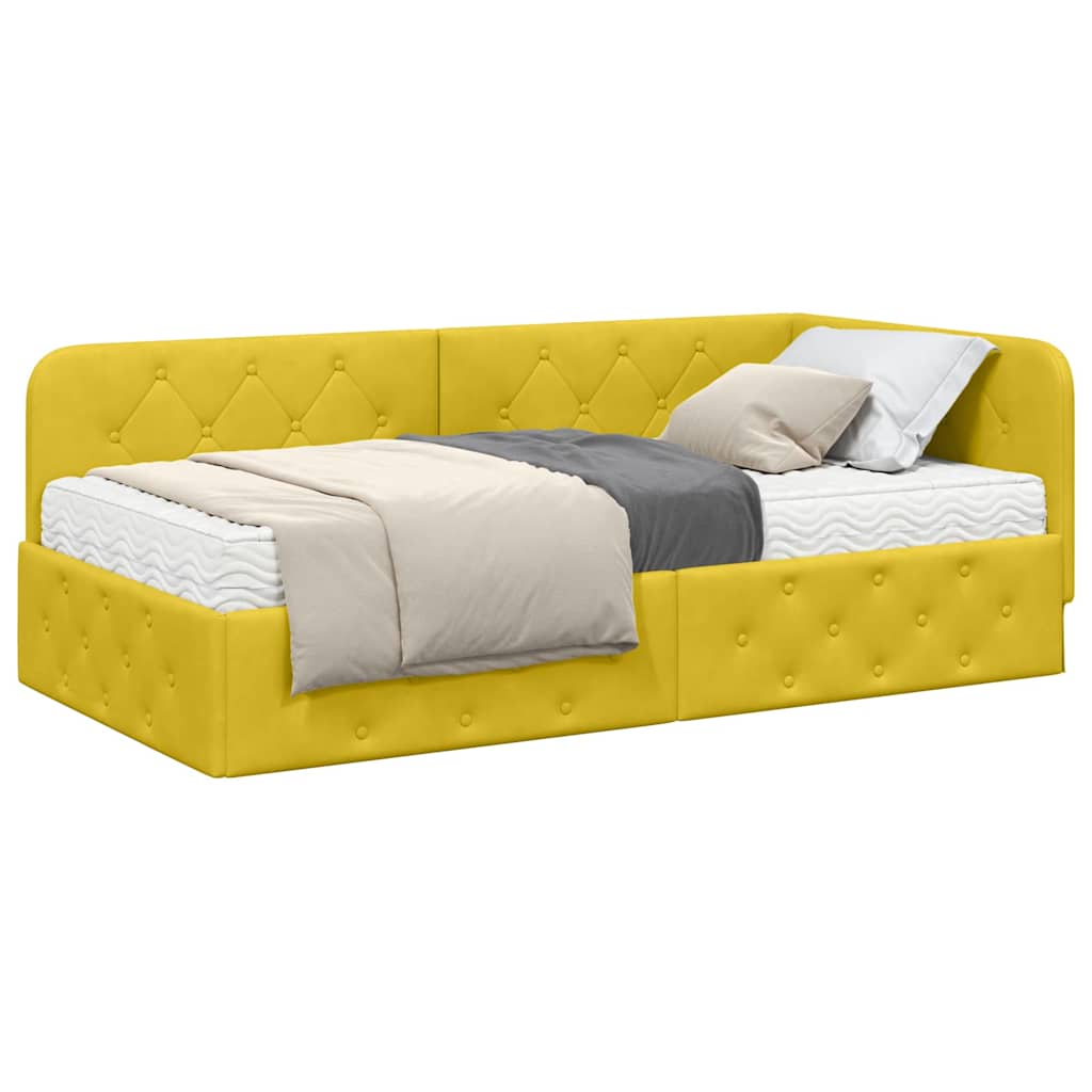 Estructura de cama en esquina Amarillo 100 x 200 cm Terciopelo