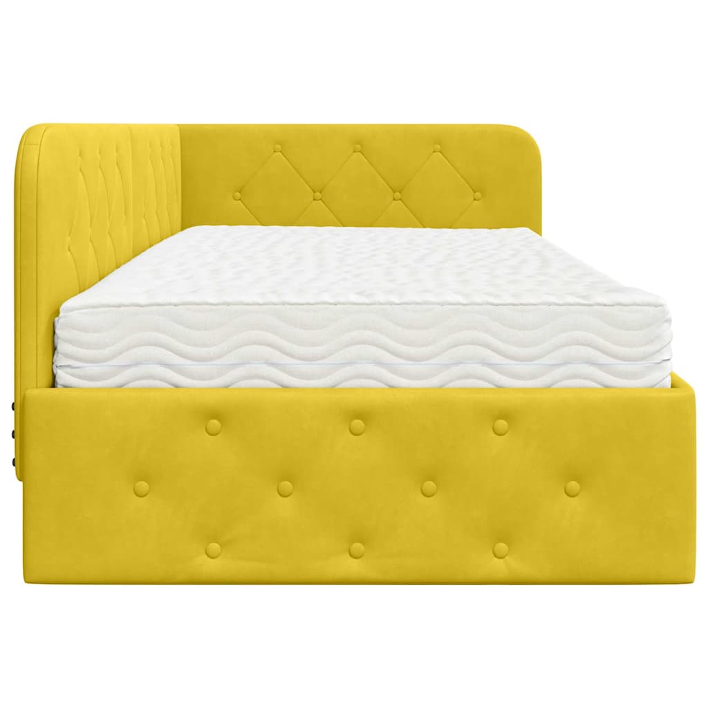 Estructura de cama en esquina Amarillo 100 x 200 cm Terciopelo