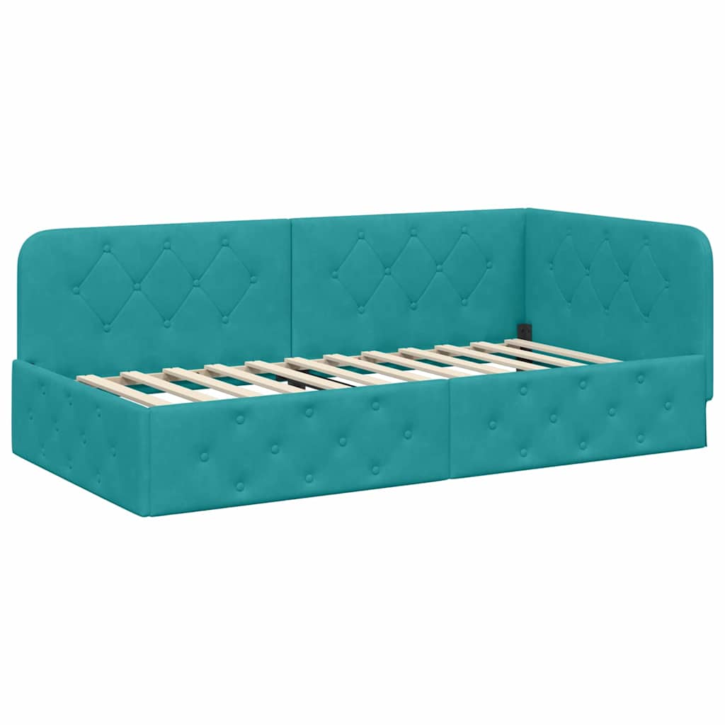 Estructura de cama en esquina Tuquesa 100 x 200 cm Terciopelo