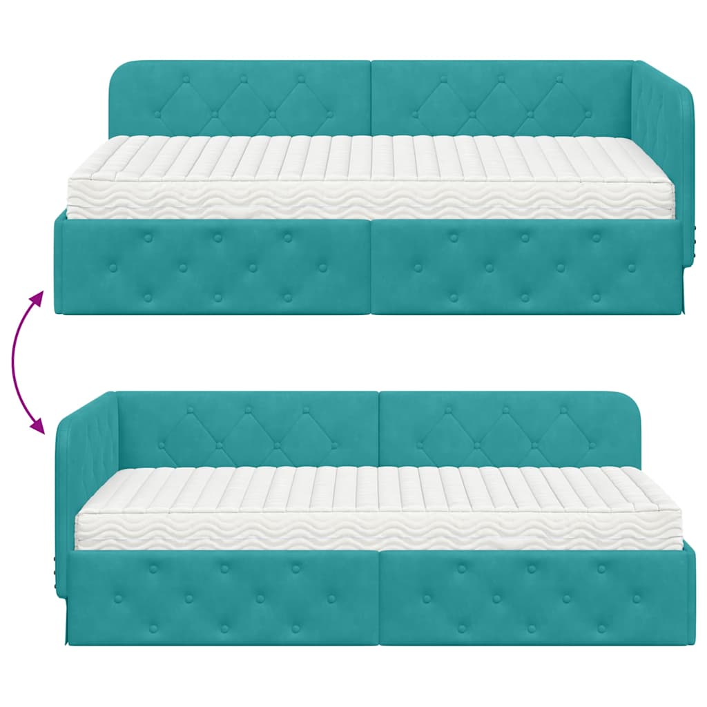 Estructura de cama en esquina Tuquesa 100 x 200 cm Terciopelo
