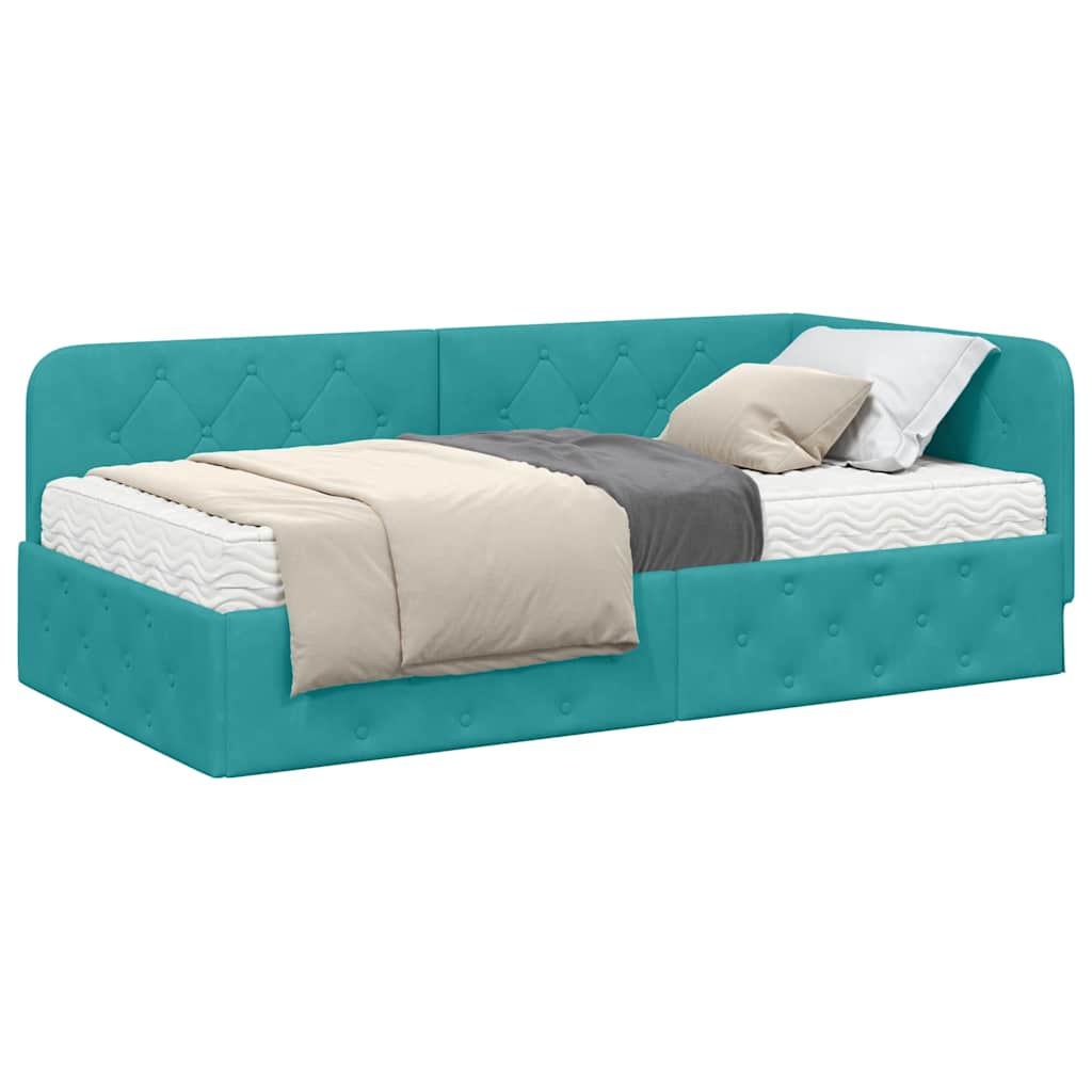 Estructura de cama en esquina Tuquesa 100 x 200 cm Terciopelo