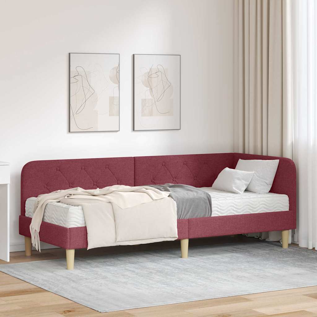 Estructura de cama en esquina Azul 100 x 200 cm tela