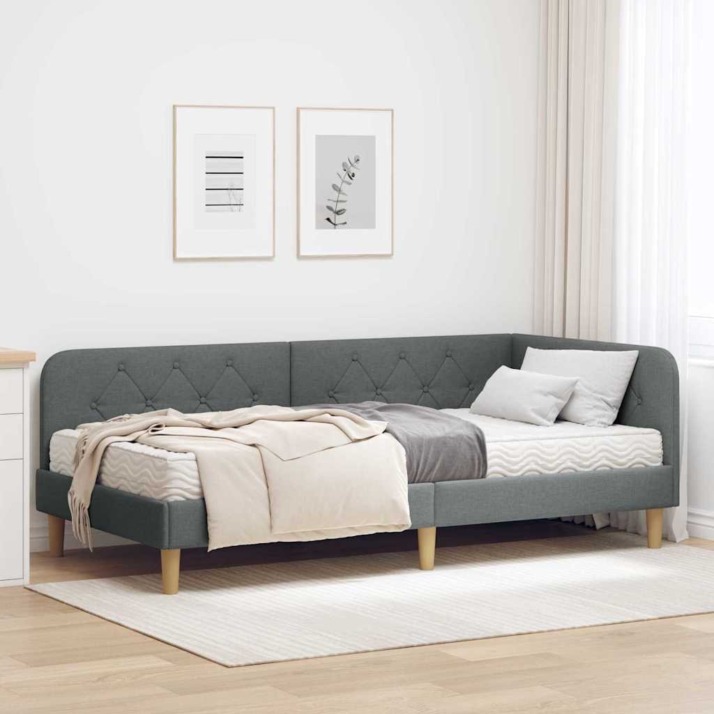 Estructura de cama en esquina Azul 100 x 200 cm tela