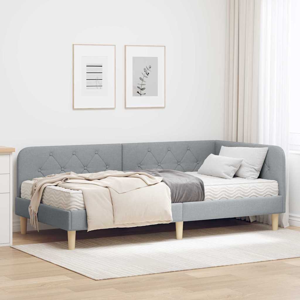 Estructura de cama en esquina Azul 100 x 200 cm tela