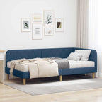Estructura de cama en esquina Azul 100 x 200 cm tela
