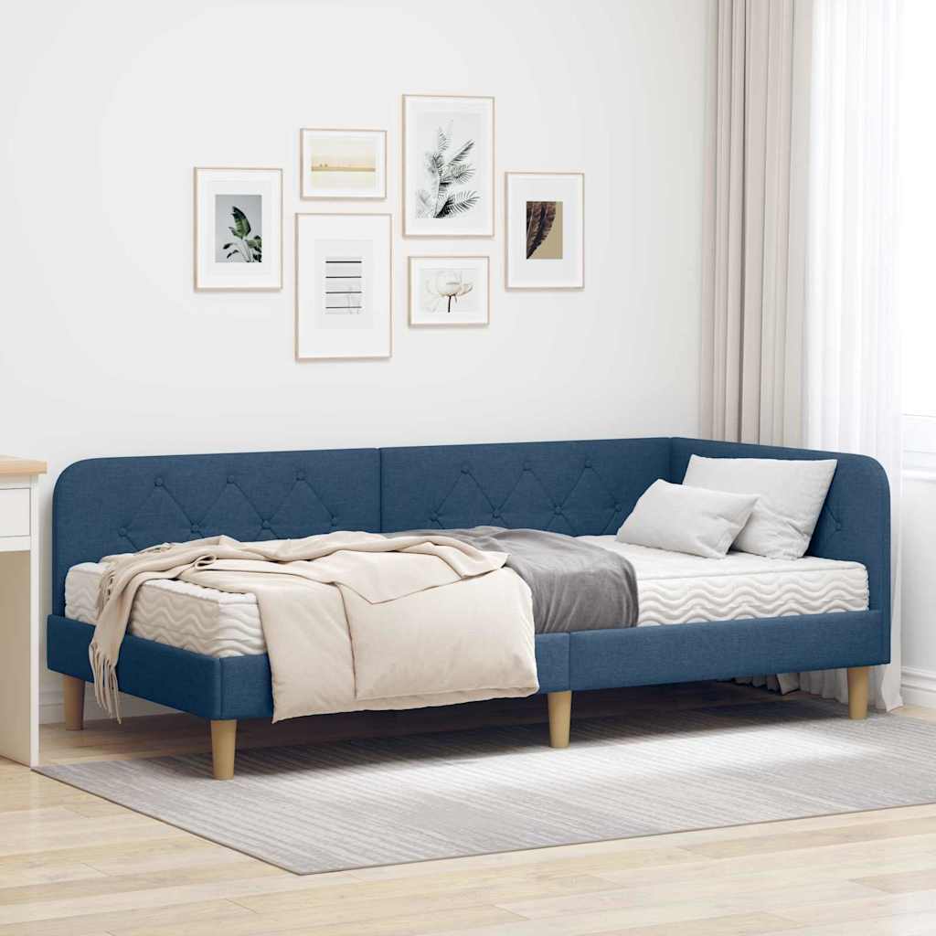 Estructura de cama en esquina Azul 100 x 200 cm tela