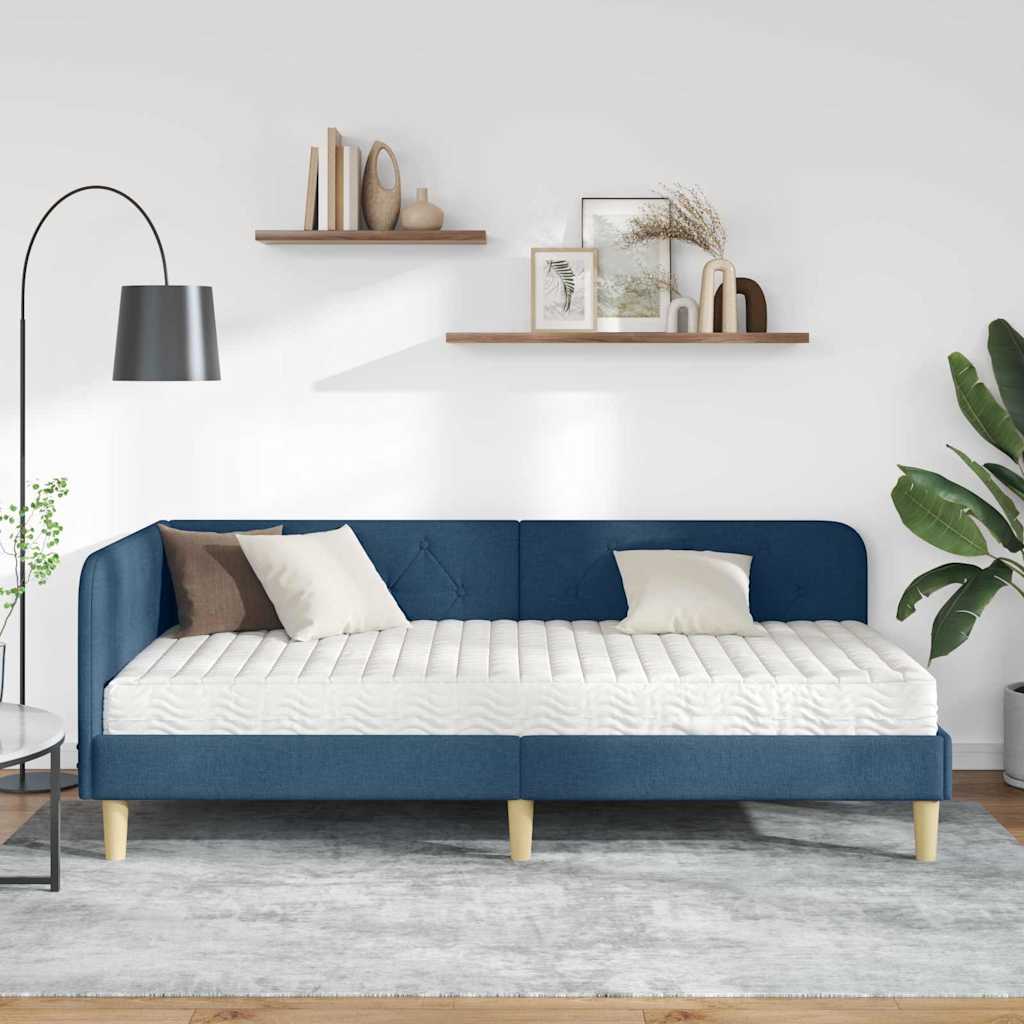Estructura de cama en esquina Azul 100 x 200 cm tela