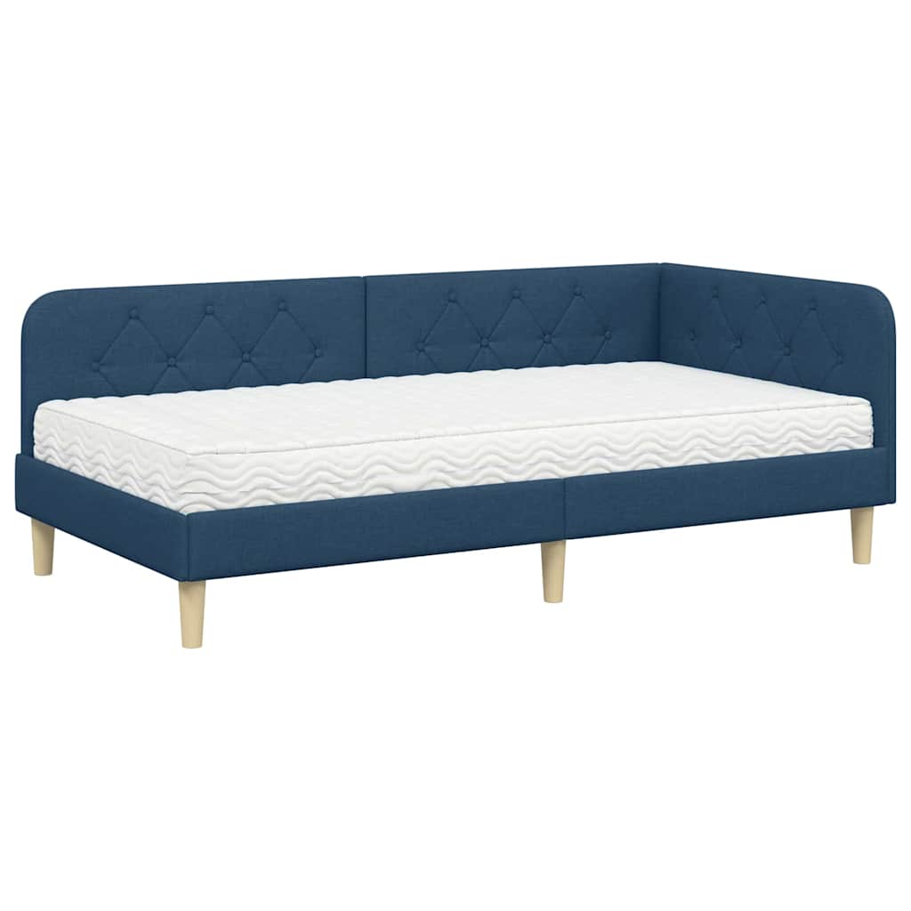 Estructura de cama en esquina Azul 100 x 200 cm tela